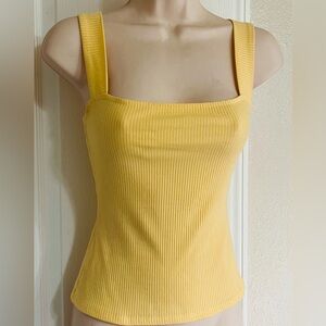 Reformation Yellow Ribbed Top - Spring, Butter Yellow, Trendy